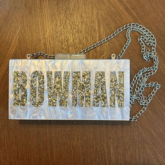 Rae of Light Mother Of Pearl Acrylic Wedding Custom Made BOWMAN Purse - Picture 10 of 13